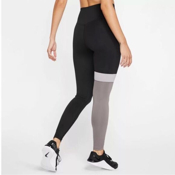 Nike Dri Fit Just Do It Spell Out Black Gray Colorblock Leggings Women Size XS - Picture 9 of 16